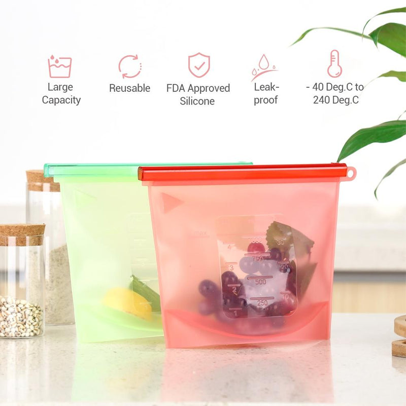 Zero-Waste Reusable Silicone Food Bags (4 pcs./set) - ECOINNOVA